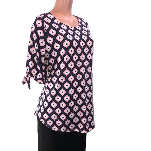 NWT NEW West Loop Shirt Size L Pink White Floral Print Ruffle Sleeve Soft Tunic - Picture 2 of 9